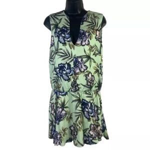 Alice + Olivia sz 4 Brook Dress Oasis Mint green Floral drop waist